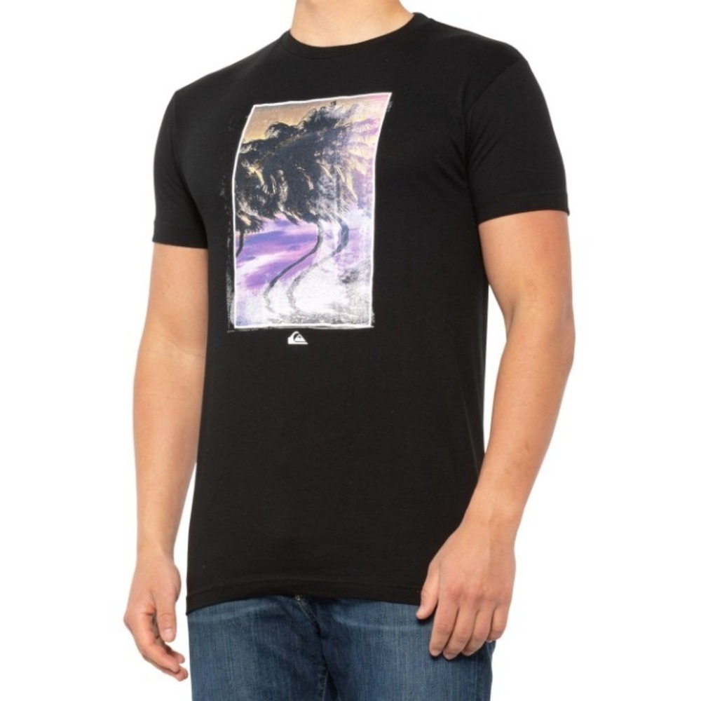 Quiksilver Shirt Mens Size Large (44" Chest) BLK Fluorescent Rush Crew Neck New